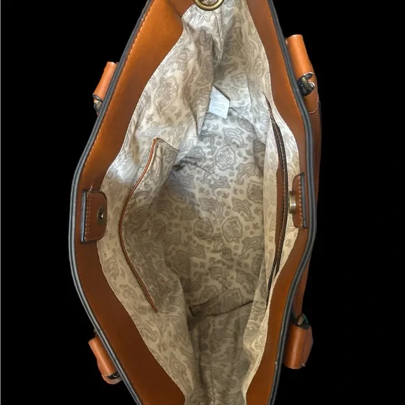 Simply Noelle Brown Leather Tote Bag with Structured Design - Picture 6 of 8